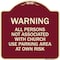 Signmission Warning All Persons Not Associated with Church Use Parking Area at Own Risk, A-DES-BU-1818-22717 A-DES-BU-1818-22717 - alternate 1